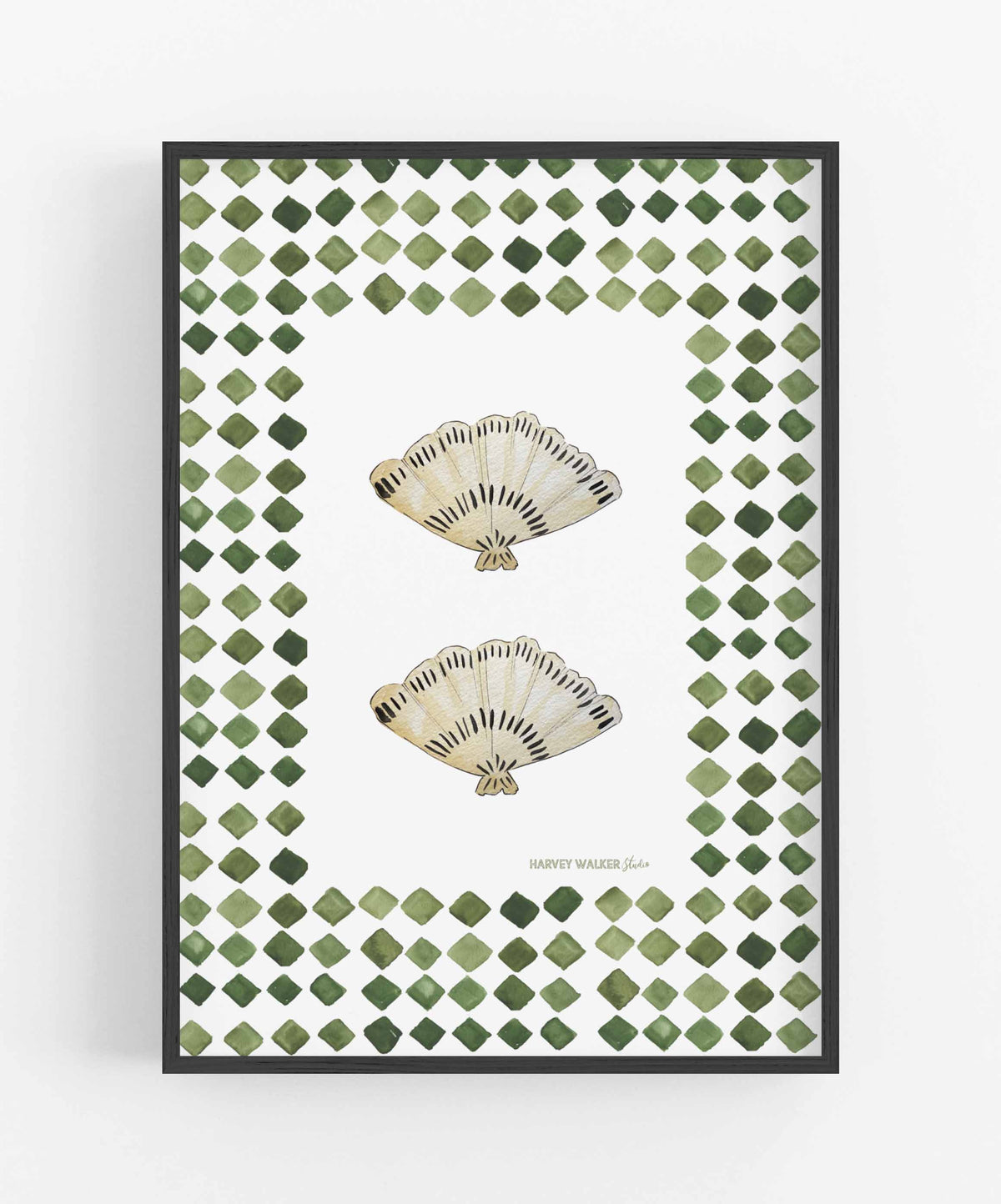 FAN SHELL CHECK GREEN - Fine Art Print